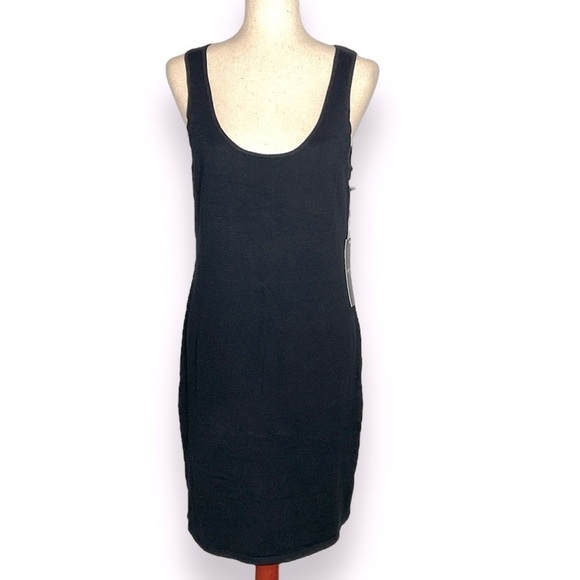 NEW Chetta B Sunhee Black Knit Scoop Neck Sleeveless Tank Mini Dress Size  Large